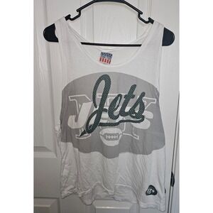 white and‎ grey New York Jets graphic tank top by Junk Food USA made 2014 LG